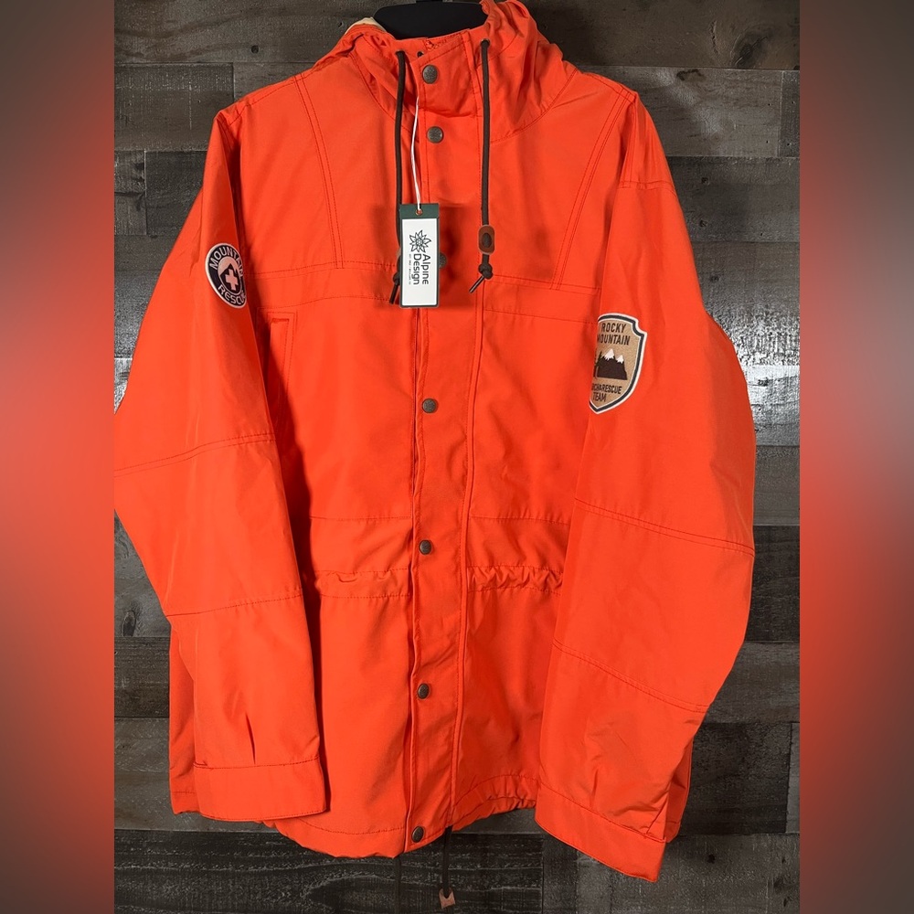 Alpine Design Orange 1962 Jacket Waterproof UV50+ Shield Men’s Rocky Mountain